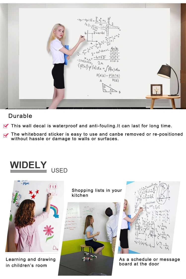 Self Adhesive Whiteboard Vinyl Waterproof Dry Erase Whiteboard Sticker, Writing Drawing Removable Whiteboard Wall Vinyl Stickers