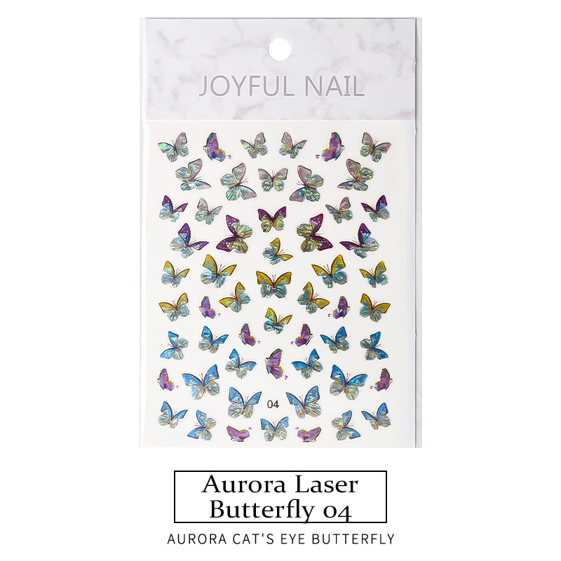 Cross-Border Explosive Nail Stickers Simulation Laser Butterfly Stickers Ins Wind 3D Stickers Waterproof Nail Stickers Cute Butterfly Nail Stickers