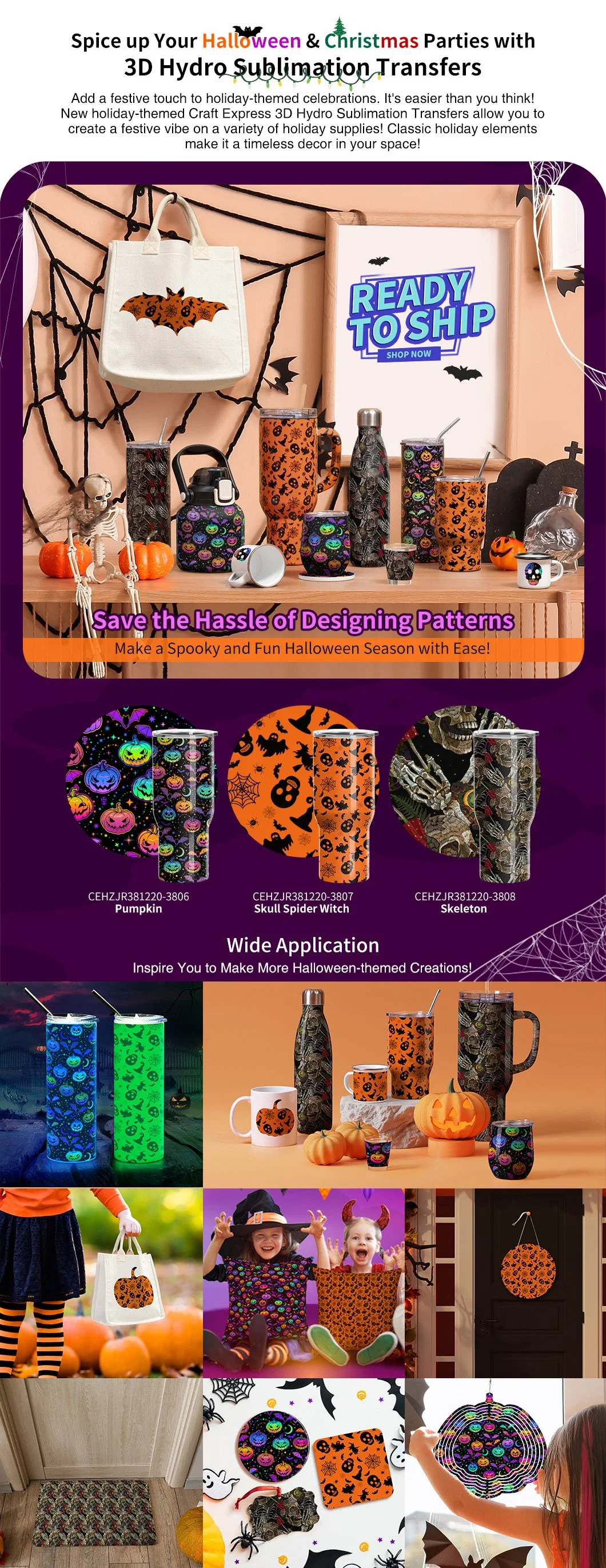 Bestsub Halloween Pumpkin Hydro Sublimation Transfer Paper Roll