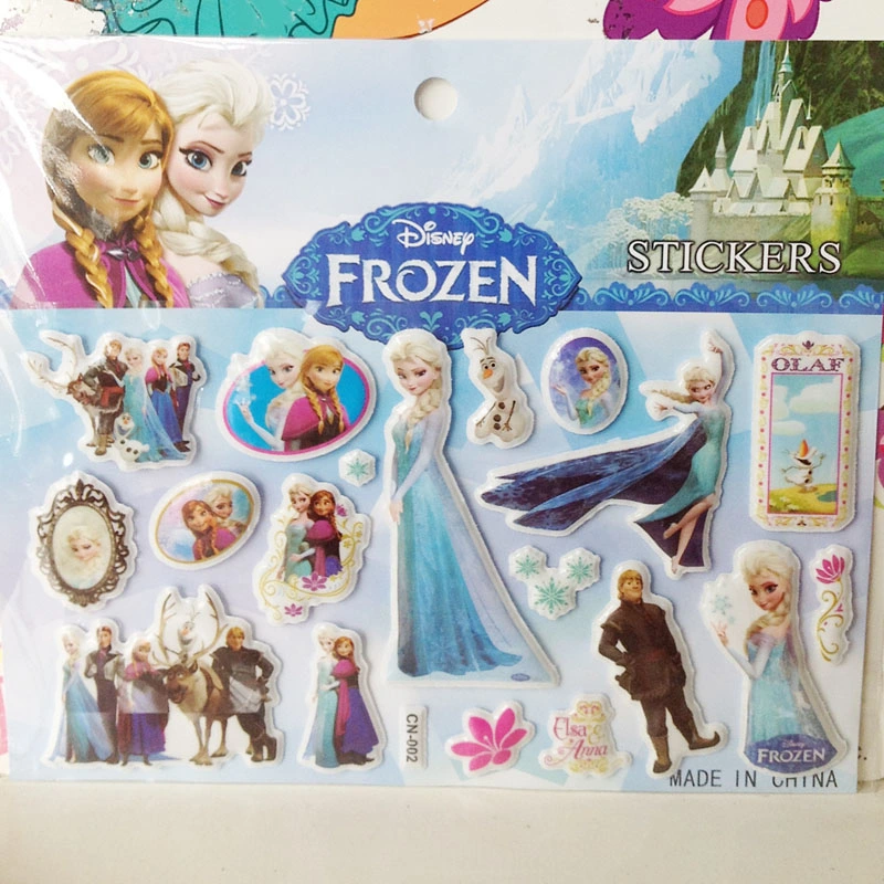 Wholesale PVC Spong Puffy Sticker with Frozen Cartoon