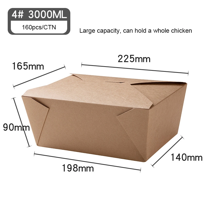 Fast Food Paper Container Take Away Waterproof and Grease Proof Kraft Package Box Noodle Box