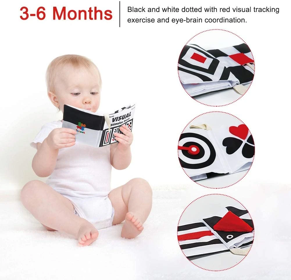 Soft Baby High Contrast Black and White Fabric Tactile Pleated Cloth Books Early Education for Infant