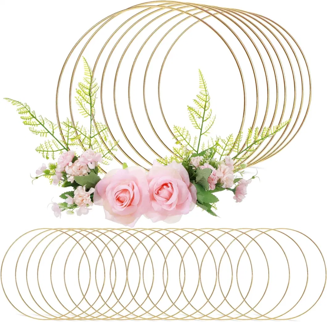 DIY Wedding Wreath Decor Gold Hoop Rings Christmas Wall Hanging Crafts