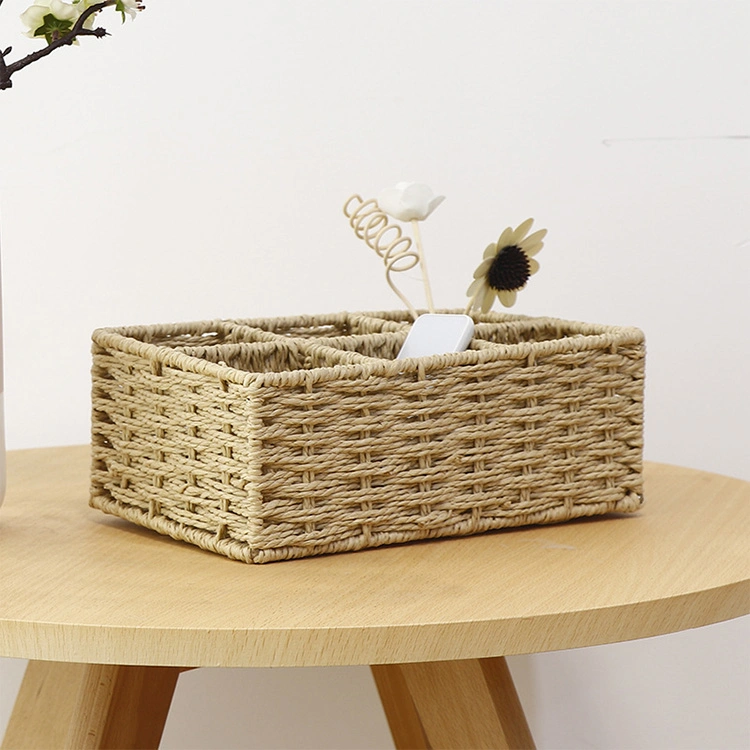 Factory Directly Sale Paper Rope Hand-Weaving Display Storage Basket