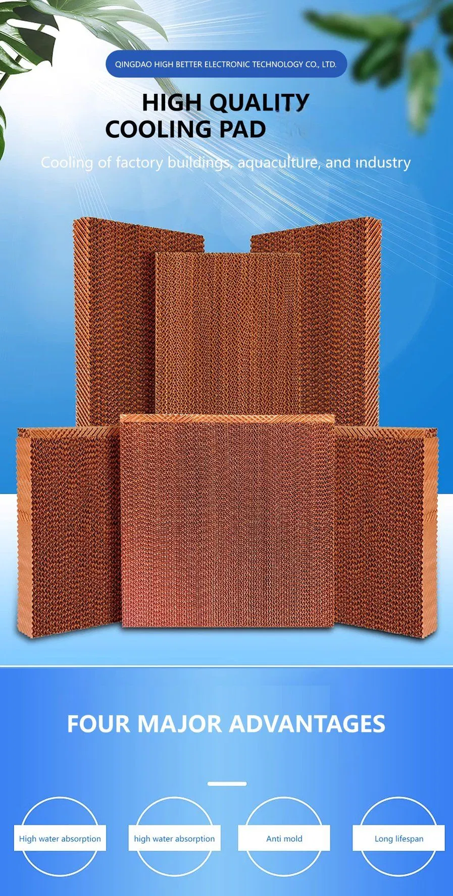 Kraft Paper Air Cooler Poultry Cooling Pad System Evaporative Cooling Pad Color Pad for Household/Industrial Air Cooler/Livestock/Greenhouse