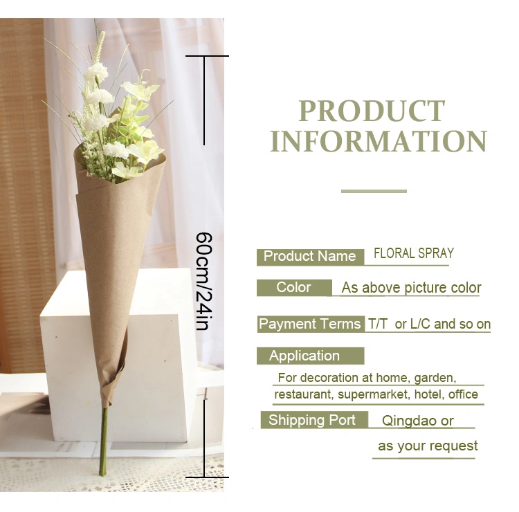 Artificial Flowers Floral Spray Wrapped with Kraft Paper Bouquet Spring &amp; Summer Home Wedding Party Everyday Decoration