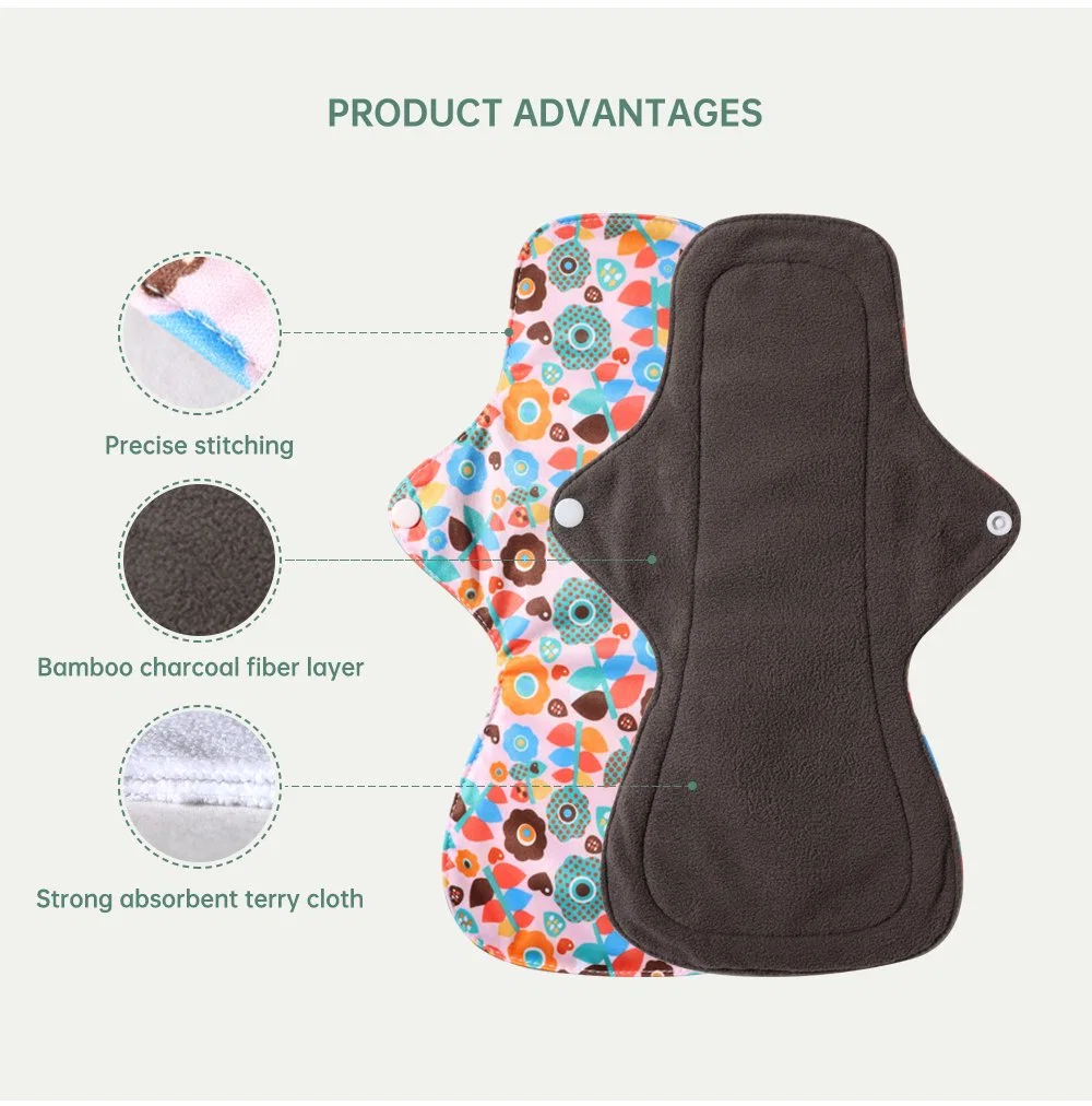 Wholesale Large Reusable Pads with Random Colors, Waterproof Women&prime;s Menstrual Pads, Super Absorbent Sanitary Pad.