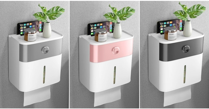 Bathroom Wall-Mounted Creative Multifunctional Storage Rack Roll Paper Towel Box