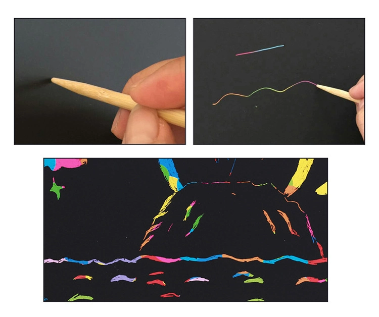 Creative Design Customized Magic Painting Craft Scratch Art Paper with Drawing Stick