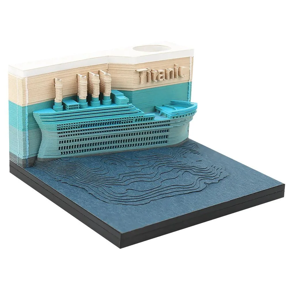 Customized Creative Business Craft Gift Paper Carving Note Paper Desktop Decoration Titanic 3D Memo Pad