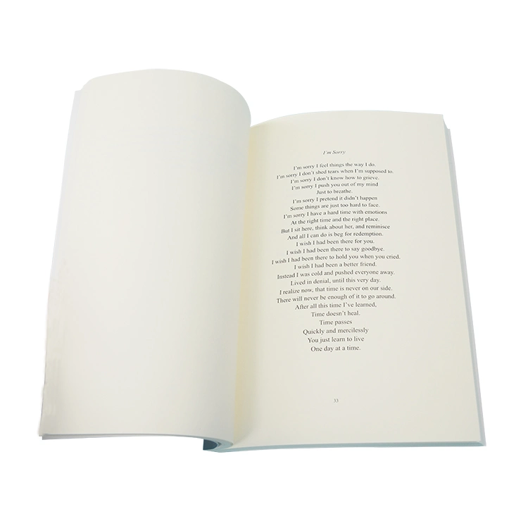 Customized Cost Effective Pure Nature Paper Poem Printing Book B&W Color Soft Cover Book with Hot Foil Stamping