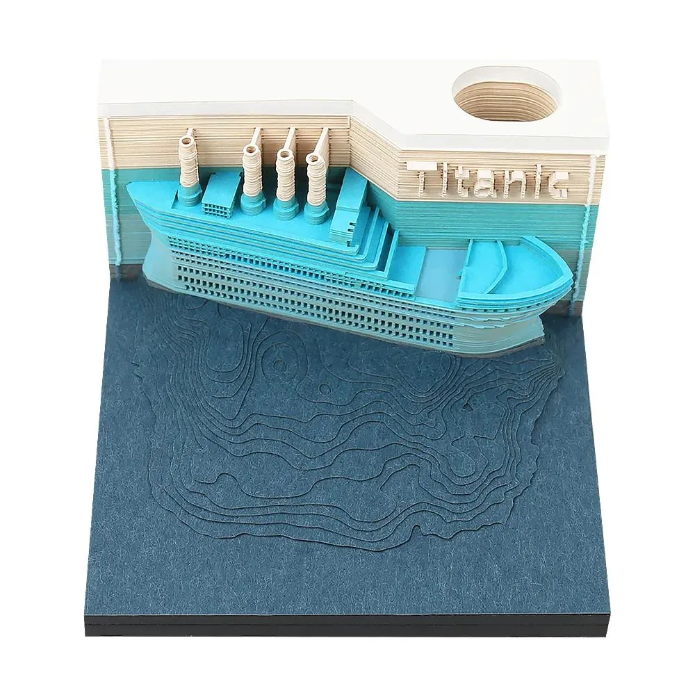 Customized Creative Business Craft Gift Paper Carving Note Paper Desktop Decoration Titanic 3D Memo Pad