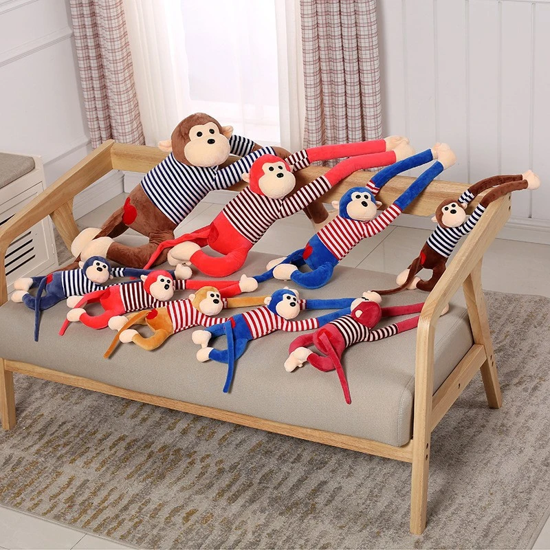 Striped Monkey Plush Toy Doll Color Long Arm Monkey Curtain Pendant Wedding Grab Machine Doll Gift