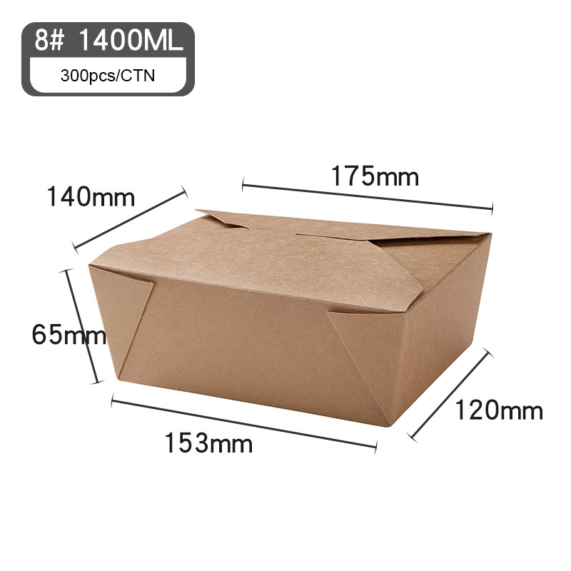 Fast Food Paper Container Take Away Waterproof and Grease Proof Kraft Package Box Noodle Box