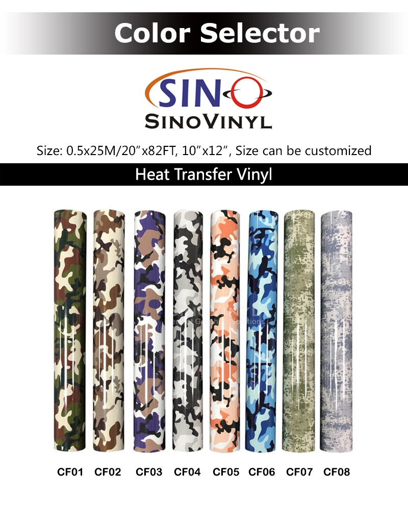 SINOVINYL 0.5x25M PU Camouflage Vinyl Plotter Easy Cut Creativity Art DIY Textiles Sticker