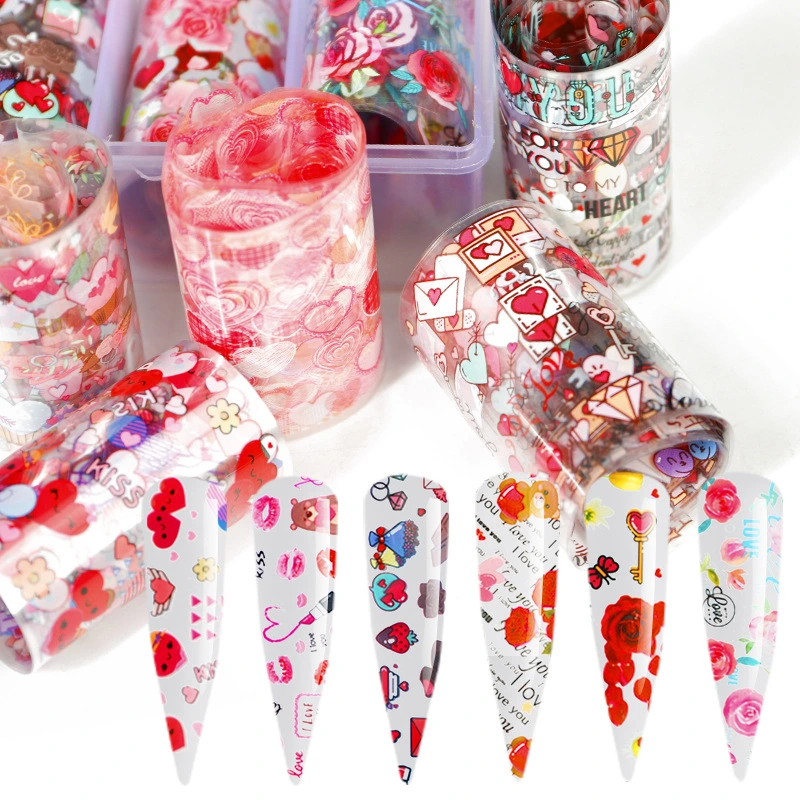 Nail Art Stickers Flame Lips Love Butterfly Floral Plaid Series Starry Sky Transfer Paper