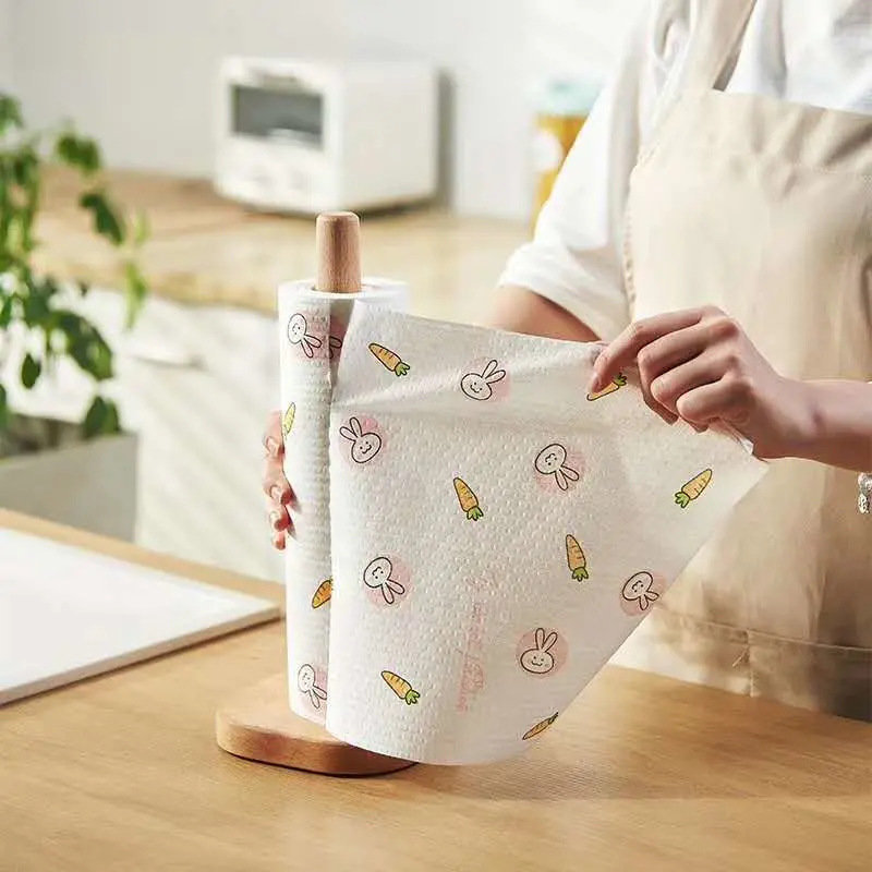 Non-Woven Fabric Disposable Rag Paper Towel Roll 50 Sheets Kitchen Cleaning Rag