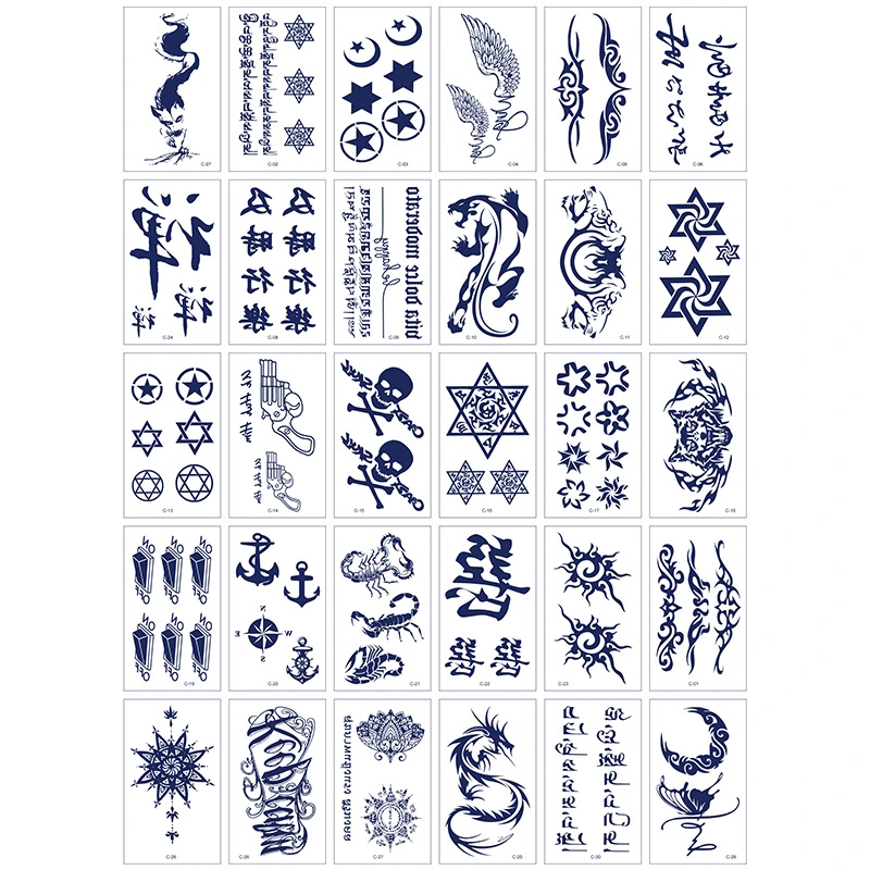 Waterproof Easy to Use Long Lasting Semi-Permanent Temporary Tattoo Stickers or Women and Men