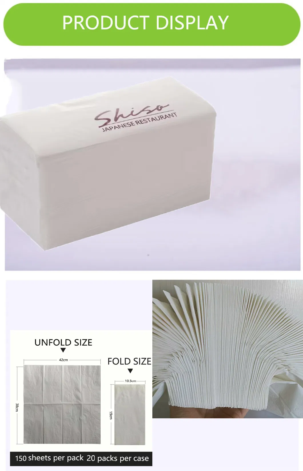 Factory Customization 100% Virgin 42*36cm 14.2&quot;*16.5&quot; 1/8 Fold White Paper Dinner Napkin