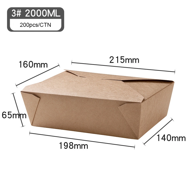 Fast Food Paper Container Take Away Waterproof and Grease Proof Kraft Package Box Noodle Box