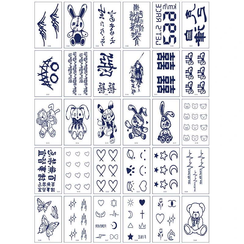 Waterproof Easy to Use Long Lasting Semi-Permanent Temporary Tattoo Stickers or Women and Men