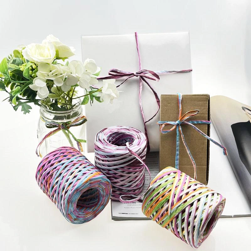 Valentine&prime;s Day Christmas Gift Wrapping Raffia Paper Ribbon Twine Strings Set for Crafts Weaving Ribbon