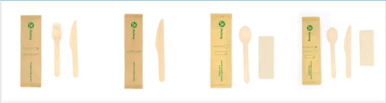 Wood Disposable Cutlery Set 16cm with Craft Paper