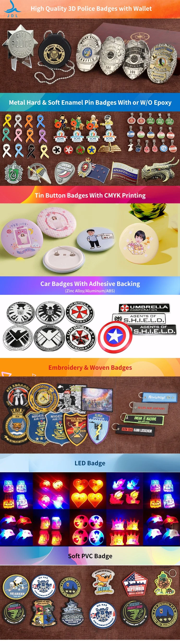 Factory Pin Cartoon Printing Sticker for Souvenir Enamel 3D Souvenir Badge with Safety Clip (483)