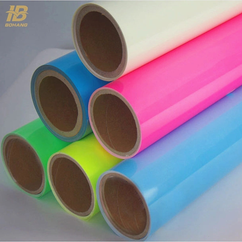 High Brightness Neon Fluorescent PU Heat Transfer Glow in The Dark Vinyl Paper