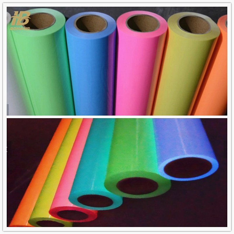 High Brightness Neon Fluorescent PU Heat Transfer Glow in The Dark Vinyl Paper