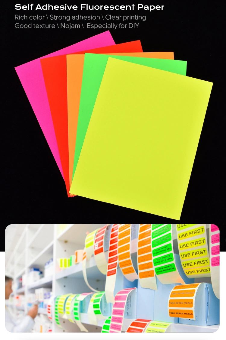 Custom Bottled Beverage Fluorescent A4 Sticker Paper for Laser Printer