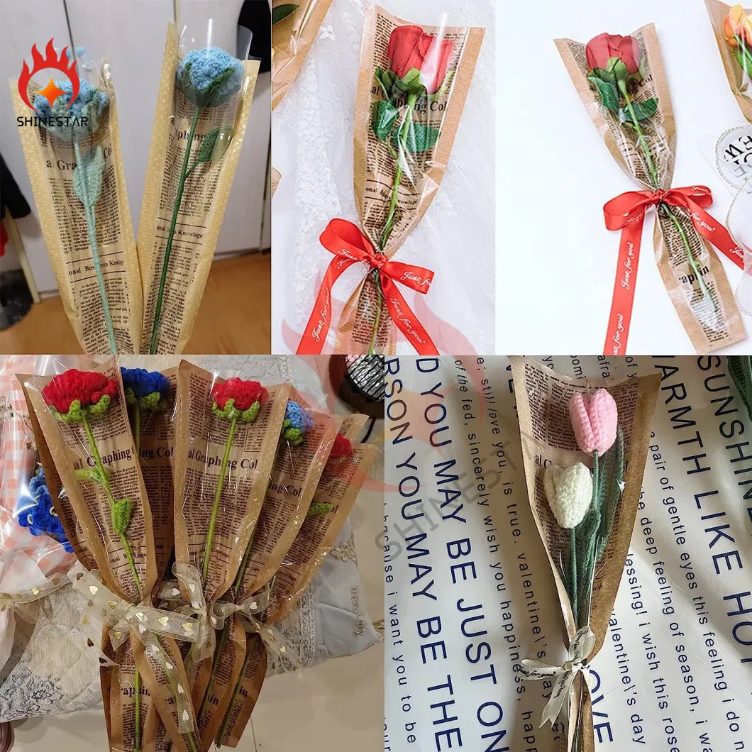 Paper with Transparent Clear Wrapping Plastic Window Flower Packaging Bag