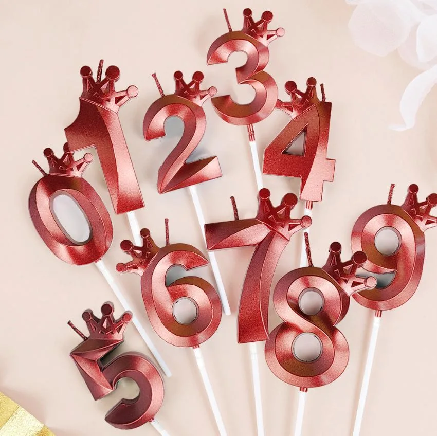 New Creative Numbers 0-9 Cake Decoration Crown Digital Crown Colorful Birthday Candle