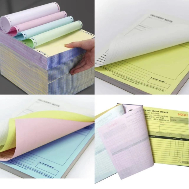 Carbonless Autocopy Papers with Customized Sizes Different Color Pink Yellow Blue Green White