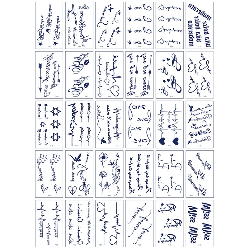 Waterproof Easy to Use Long Lasting Semi-Permanent Temporary Tattoo Stickers or Women and Men