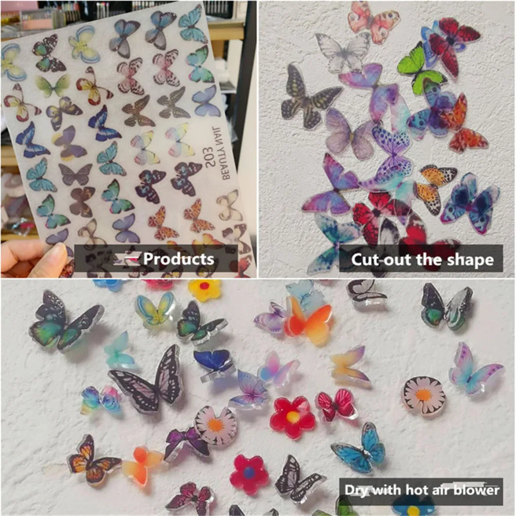 Nail Shrink Butterfly Net Red Hot Butterfly Ornaments Japanese DIY Nail Decoration Heat Shrink Machine Finished Butterfly Nail Stickers