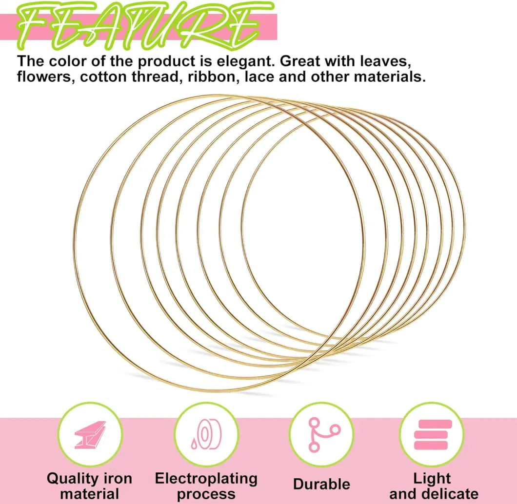 DIY Wedding Wreath Decor Gold Hoop Rings Christmas Wall Hanging Crafts