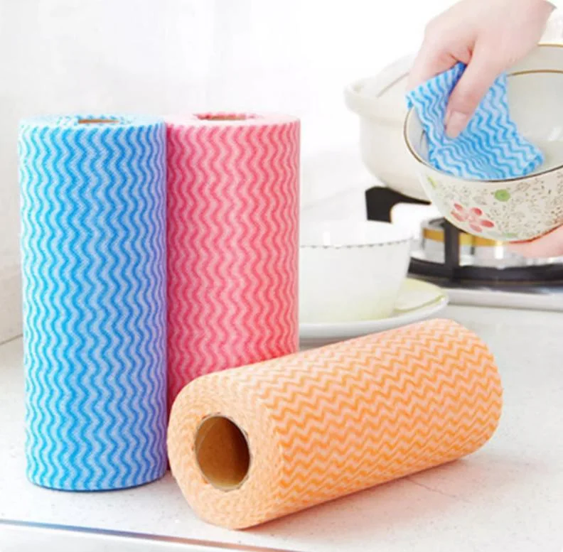 100 Sheets/Roll Disposable Dish Cloth Cleaning Towel Kitchen Dry and Wet Cleaning Degreaser Paper