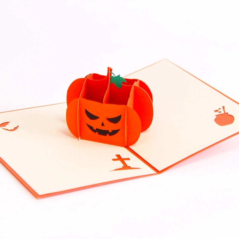 Vintage Halloween Day All Saints&prime; Day 3D Pop up Gift Cards Origami Kirigami Pumpkin Greeting Cards Postcards Paper