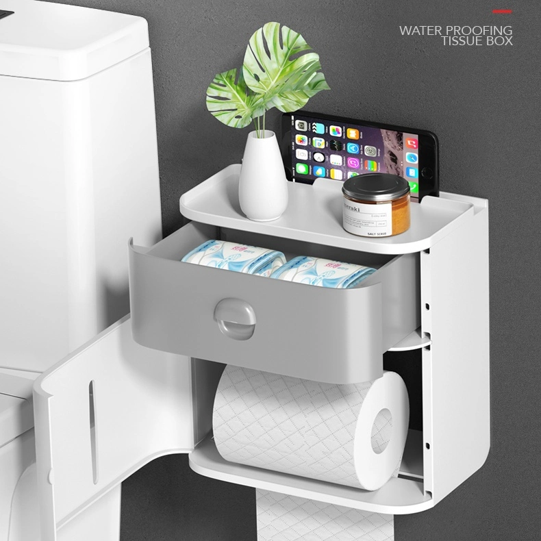 Bathroom Wall-Mounted Creative Multifunctional Storage Rack Roll Paper Towel Box