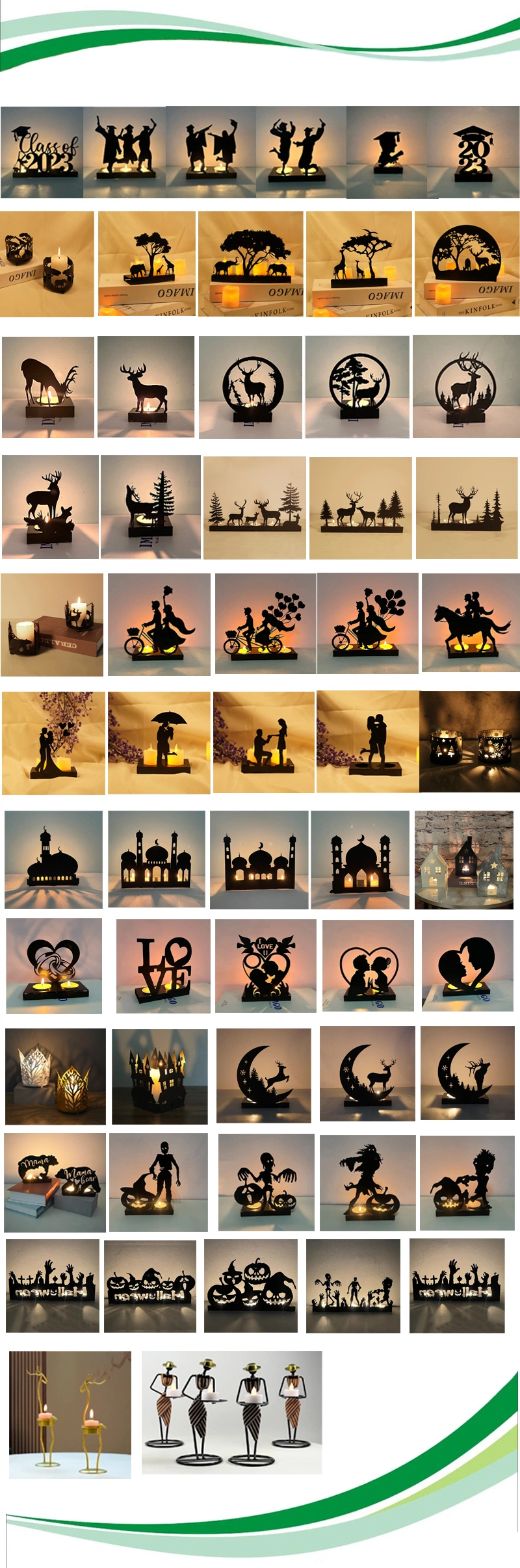 Creative Black Iron Metal Pendant Candlestick Elk Christmas Glow Decorative Crafts