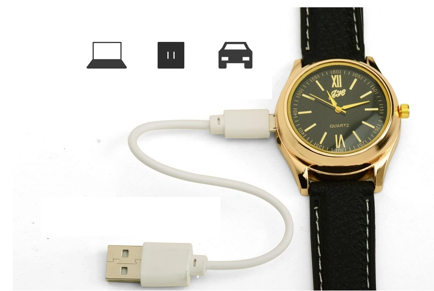 Men Watches Lighter Cigarettes Watches USB Charging Quartz Clock Flameless Cigarette Lighter Outdoors Men Gifts