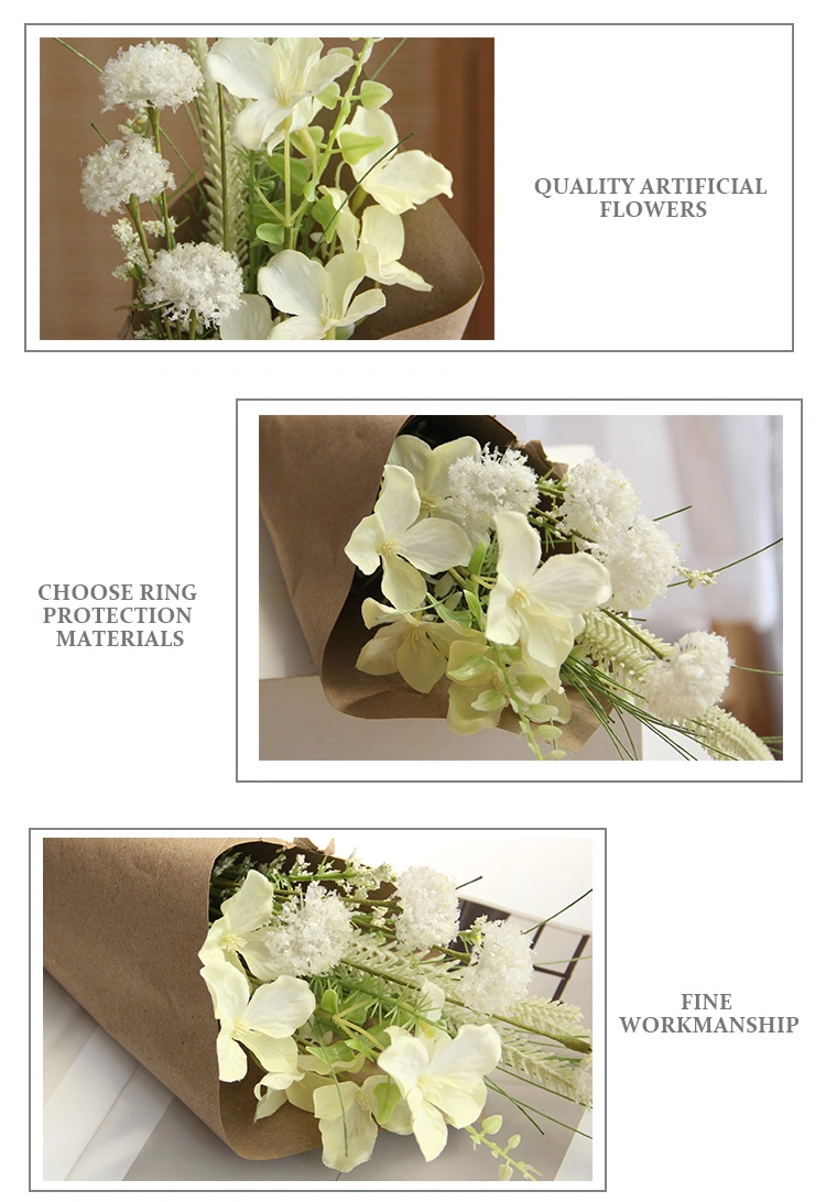 Artificial Flowers Floral Spray Wrapped with Kraft Paper Bouquet Spring &amp; Summer Home Wedding Party Everyday Decoration