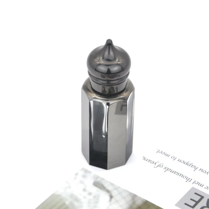 Luxury 12ml Black Perfume Bottles Antique Glass Crystal Essential Oil Bottle Empty Natural Crystal Bottle with Crown Lid