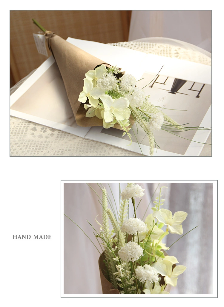 Artificial Flowers Floral Spray Wrapped with Kraft Paper Bouquet Spring &amp; Summer Home Wedding Party Everyday Decoration