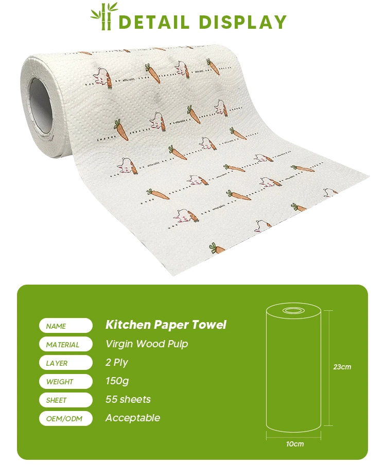 Biodegradable Disposable Pulp Color Printing Kitchen Paper Towel