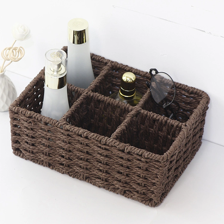 Factory Directly Sale Paper Rope Hand-Weaving Display Storage Basket