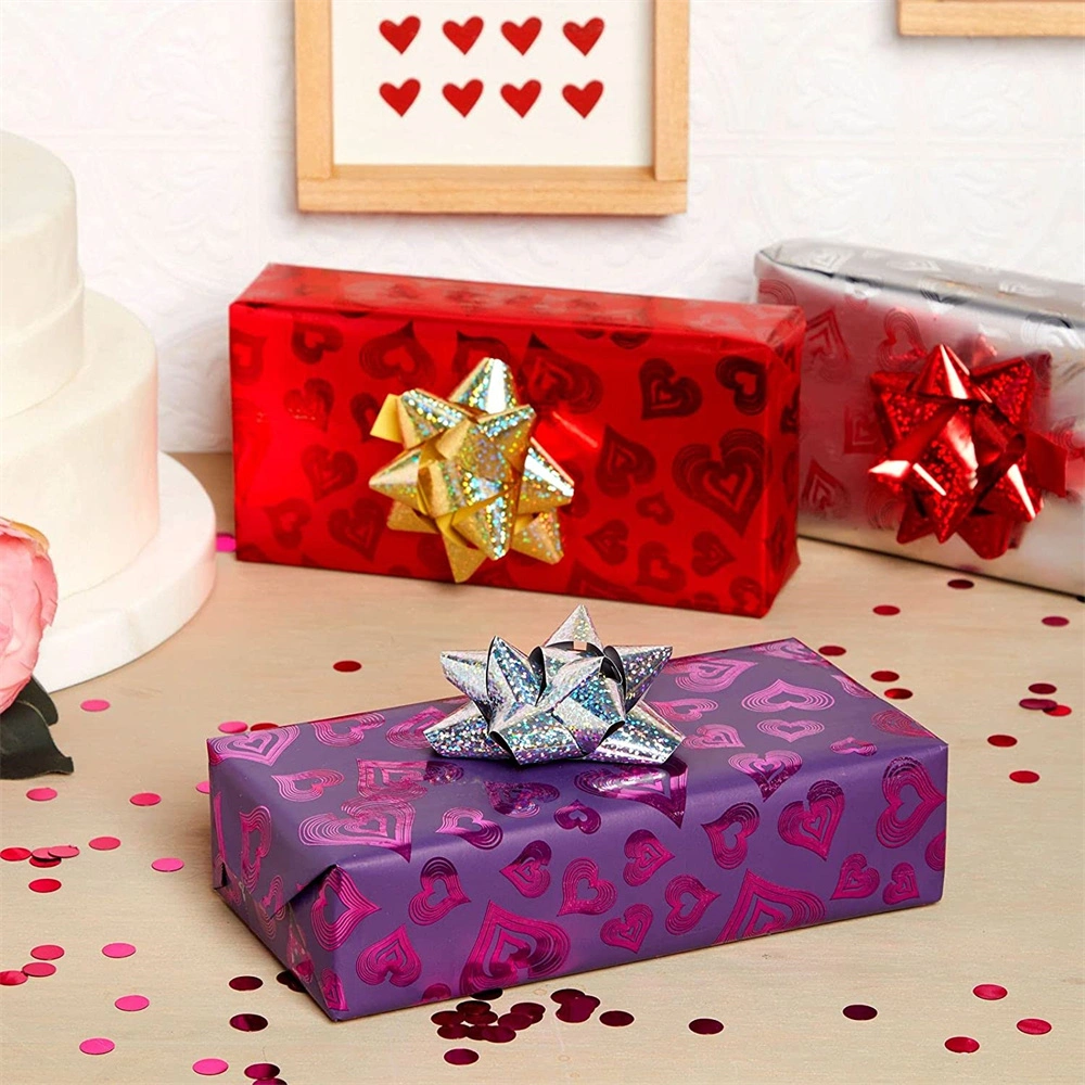 Holographic Gift Wrapping Paper with Hearts for Valentine&prime; S, Wedding (17 In X 17.3 FT, 3 Rolls)