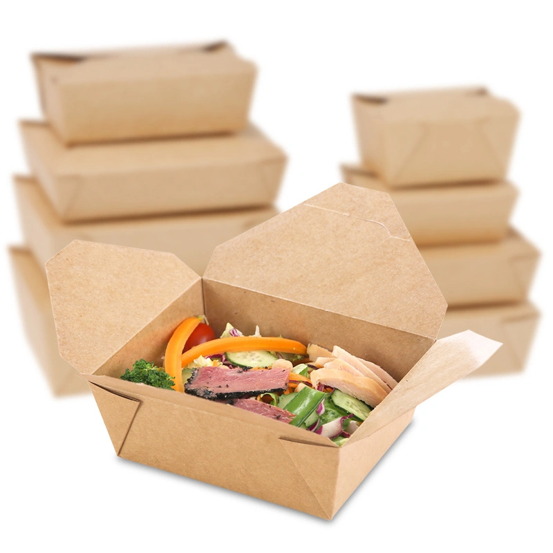 Fast Food Paper Container Take Away Waterproof and Grease Proof Kraft Package Box Noodle Box