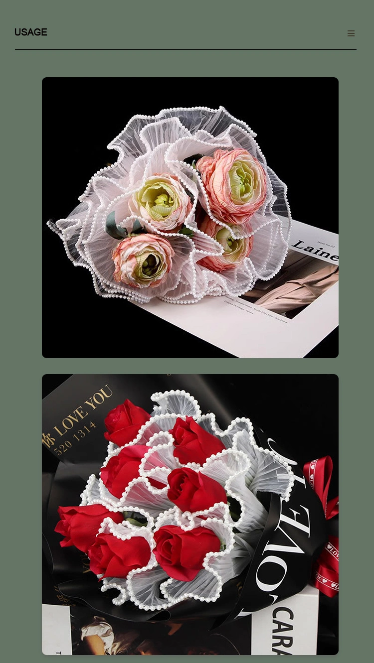 Inunion Bouquet Wrapping Paper with Pearl Florist Mesh Flower Wrapping